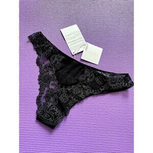 $205 La Perla Briefs Black Lace Embroidered Panties SZ US S New Cotton Underwear